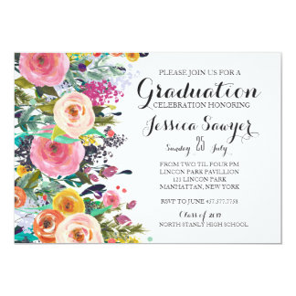 Flower Graduation Invitations & Announcements | Zazzle