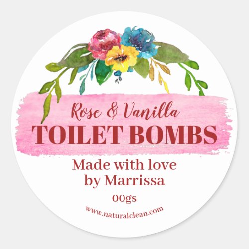 Bright Floral Handmade Toilet Bomb Fizzies Label