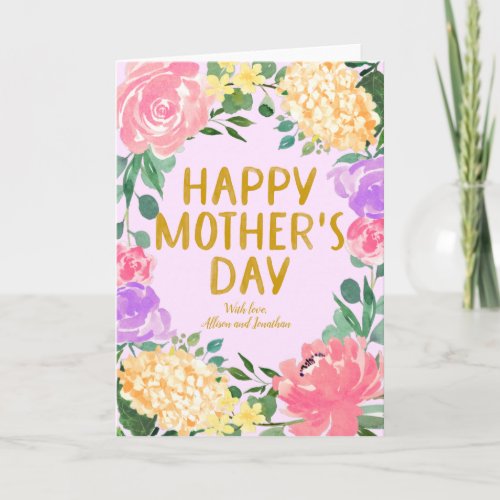 Bright Floral Happy Mothers Day Holiday  Card