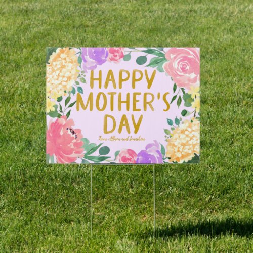 Bright Floral Happy Mothers Day Sign