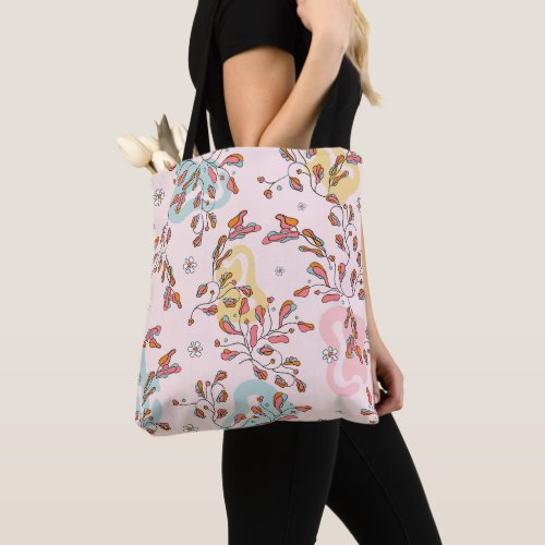 Bright floral hidden cat pattern double base tote bag