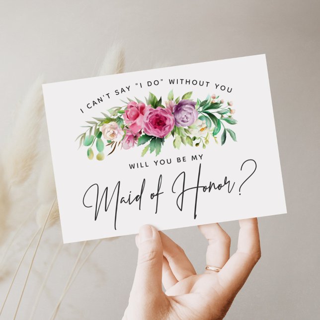 Bright Floral Maid of Honor Card (Creator Uploaded)