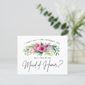 Bright Floral Maid of Honor Card | Zazzle