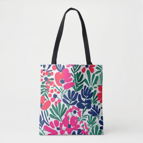 Bright floral matisse style art tote bag