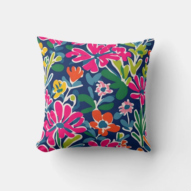 Bright floral matisse style throw cushion (Front)
