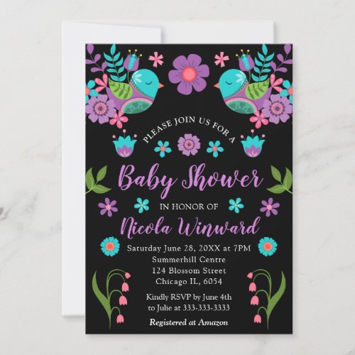 Bright Floral Mexican Fiesta Baby Shower Invitation