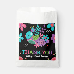 Bright Floral Mexican Fiesta Sweet Sixteen Favor Bag
