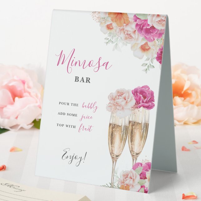 Bright Floral Mimosa Bar Bridal Shower Table Sign (In SItu (Wedding))