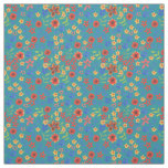Bright Floral Miniprint Pattern on Teal Fabric