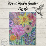 Bright Floral Mixed Media Original Art Jigsaw Puzzle<br><div class="desc">Enjoy hours of creative relaxation with this stunning puzzle featuring an original mixed media artwork full of vibrant blooms, intricate foliage, and layered textures. A hummingbird flits gracefully among the flowers, adding a sense of movement and life to the piece. Perfect for art lovers and puzzle enthusiasts alike, this puzzle...</div>