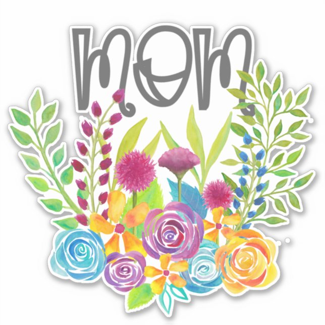 Bright Floral Mom Mother's Day Roses Sticker (Front)