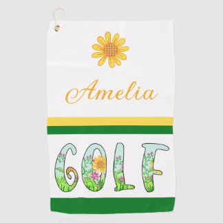 Bright Floral Monogram Golf Towel