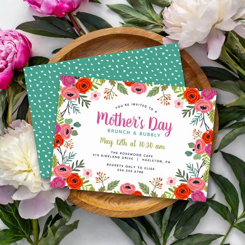 Bright Floral Mothers Day Brunch Invitation