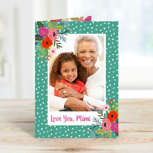 Bright Floral Mothers Day Photo Card for Grandma