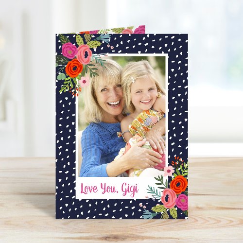 Bright Floral Mothers Day Photo Card for Grandma