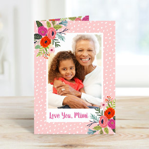 Bright Floral Mother's Day Photo Card for Grandma
