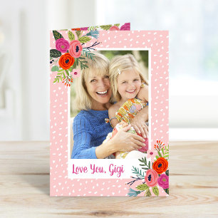 Bright Floral Mother's Day Photo Card for Grandma