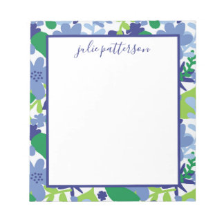 Bright Floral Multi-Green and Blue Notepad
