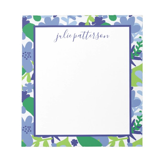 Bright Floral Multi-Green and Blue Notepad (Front)