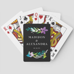 Bright Floral Names & Date Playing Cards