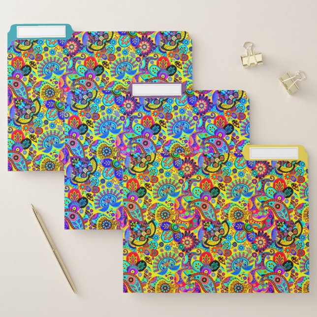 Bright floral paisley file folder (Set)