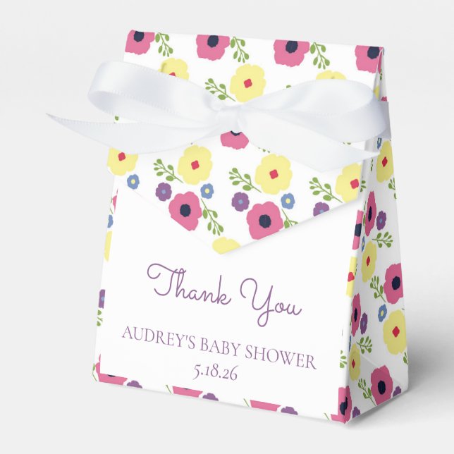 Bright Floral Party Favor Box (Front Side)