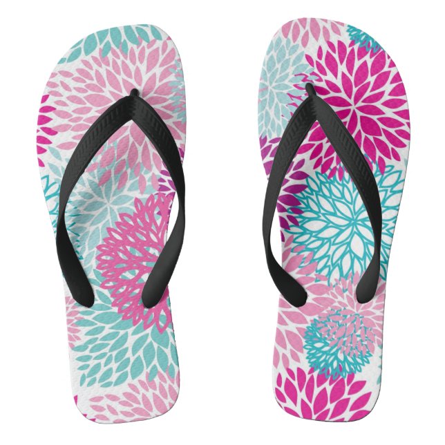 Bright Floral pattern 2 Flip Flops (Footbed)