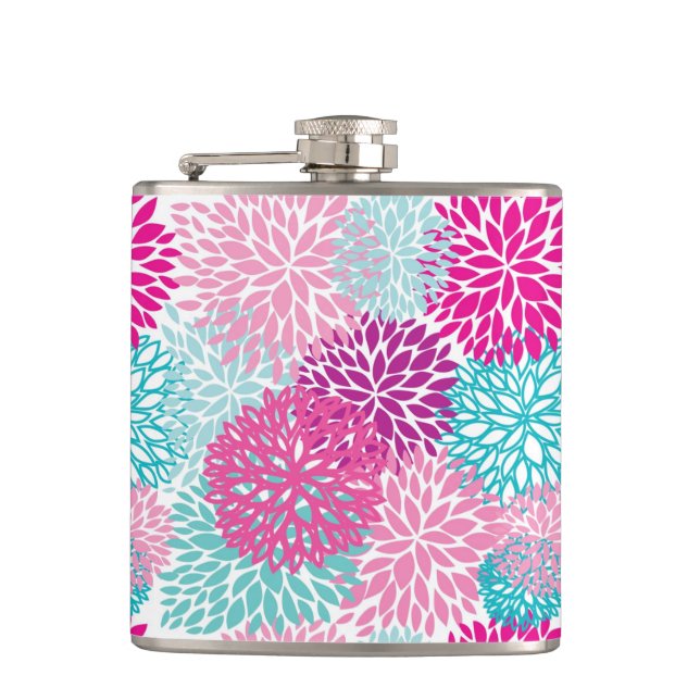 Bright Floral pattern 2 Hip Flask (Front)