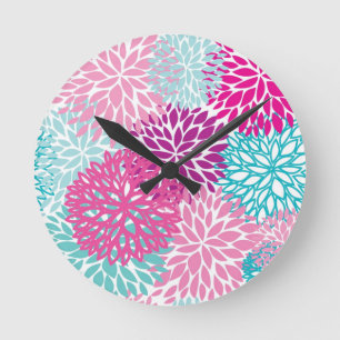 Bright Floral pattern 2 Round Clock