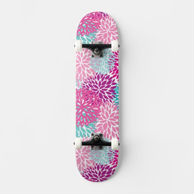 Bright Floral pattern 2 Skateboard Deck (Front)
