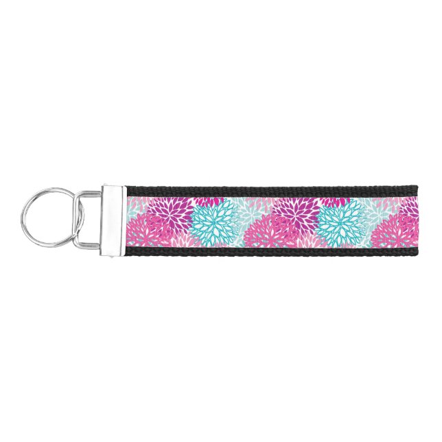 Bright Floral pattern 2 Wrist Keychain (Keys on Left)