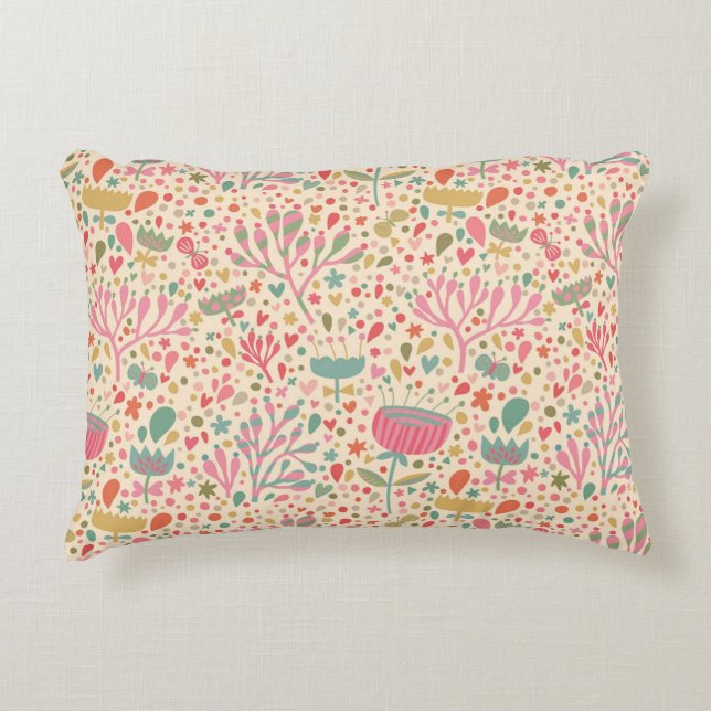 Bright floral pattern accent pillow (Front)