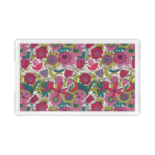 Bright floral pattern acrylic tray