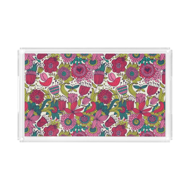 Bright floral pattern acrylic tray (Front)