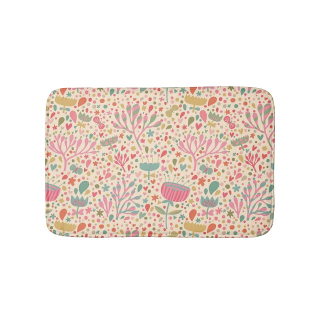 Bright floral pattern bath mat (Front)
