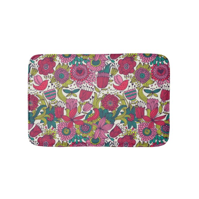 Bright floral pattern bath mat (Front)