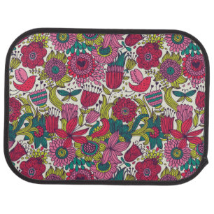 Bright floral pattern car mat