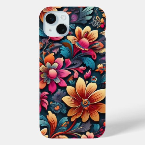 Bright Floral Pattern iPhone 15 Plus Case