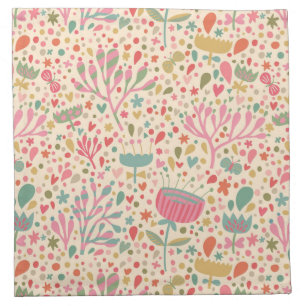 Bright floral pattern cloth napkin