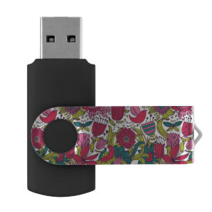 Bright floral pattern flash drive