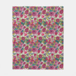 Bright floral pattern fleece blanket