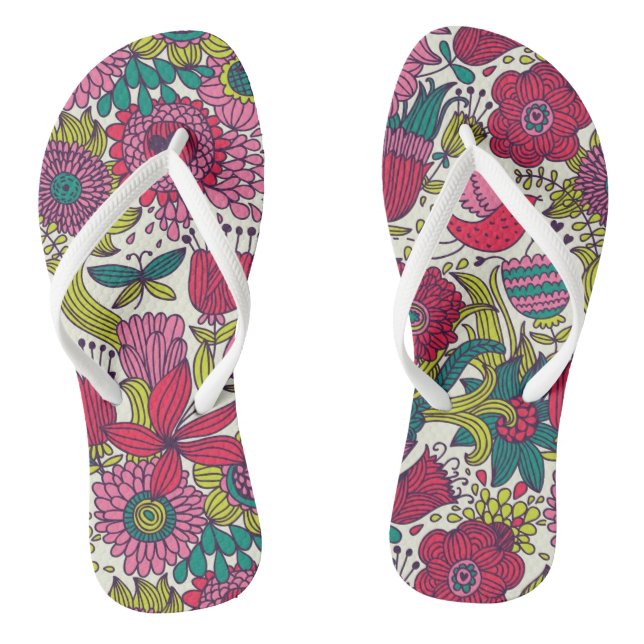 Bright floral pattern flip flops (Footbed)