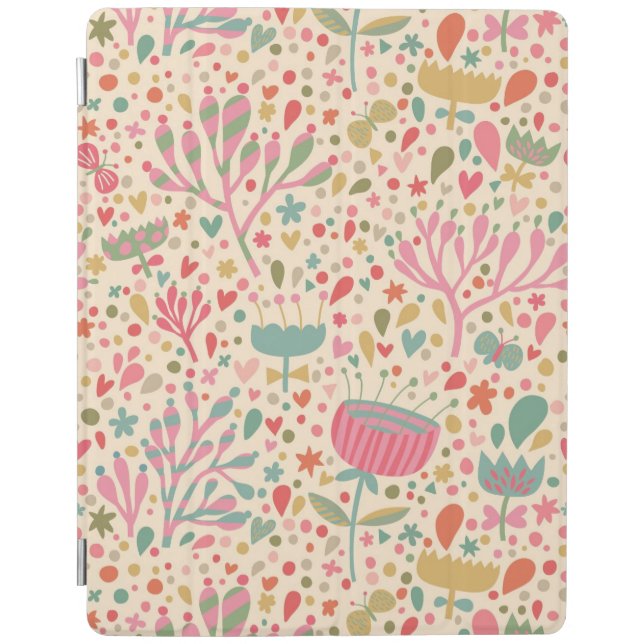 Bright floral pattern iPad smart cover (Front)