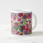 Bright floral pattern large coffee mug
