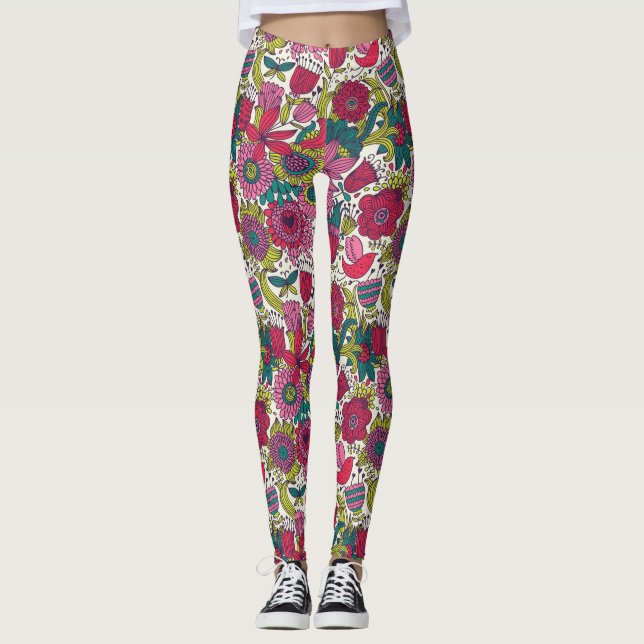 Bright floral pattern leggings (Front)