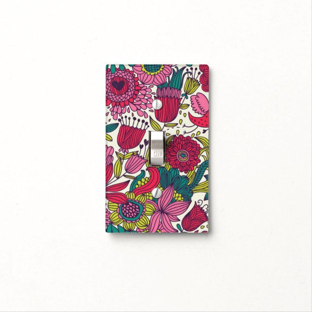 Bright floral pattern light switch cover (In Situ)