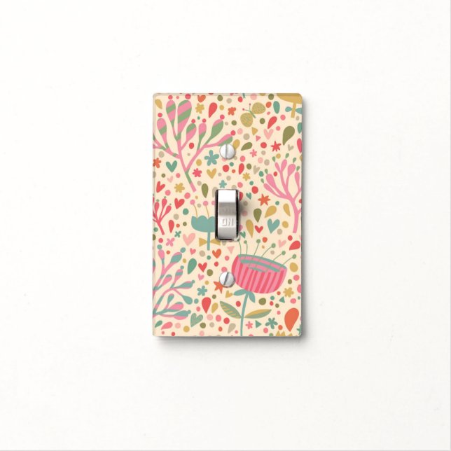 Bright floral pattern light switch cover (In Situ)