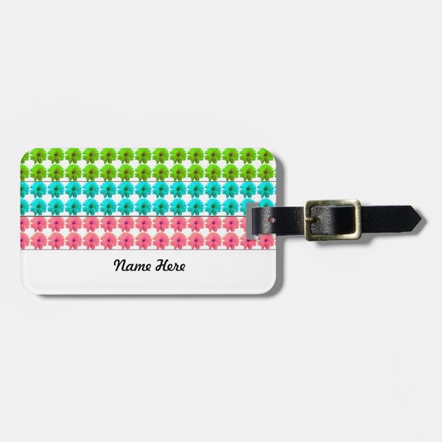 Bright Floral Pattern Luggage Tag (Front Horizontal)