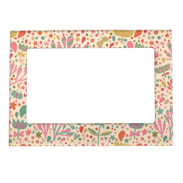 Bright floral pattern magnetic frame (Front)