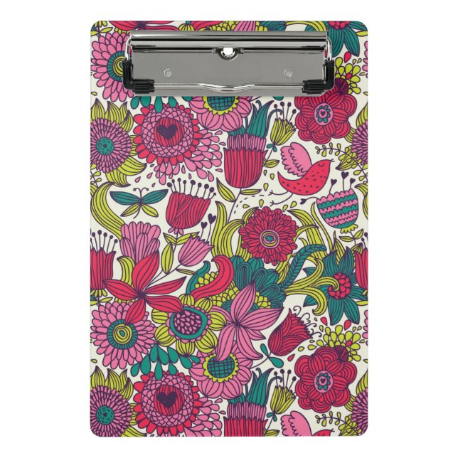 Bright floral pattern mini clipboard (Front)